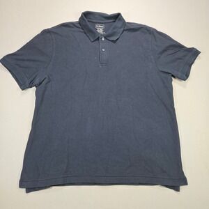 L.L. Bean Traditional Fit Polo Shirt XL REG Navy Blue 100% Cotton Mens